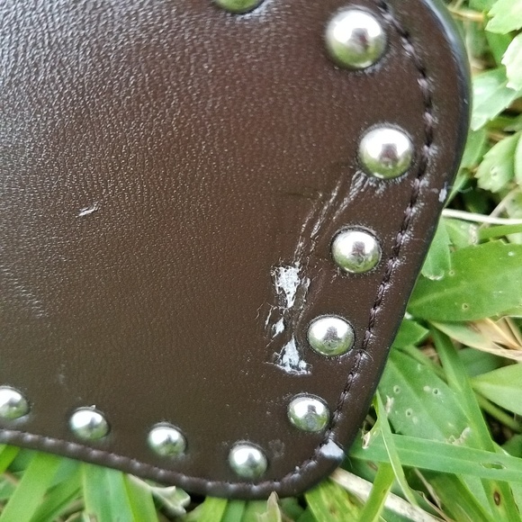 Leather belt with rhinestones sz. M/L - Picture 3 of 12